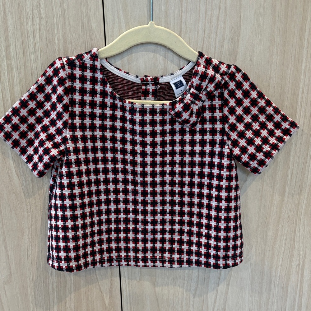 Janie and Jack Red, Navy & White Plaid Short Sleeve Top